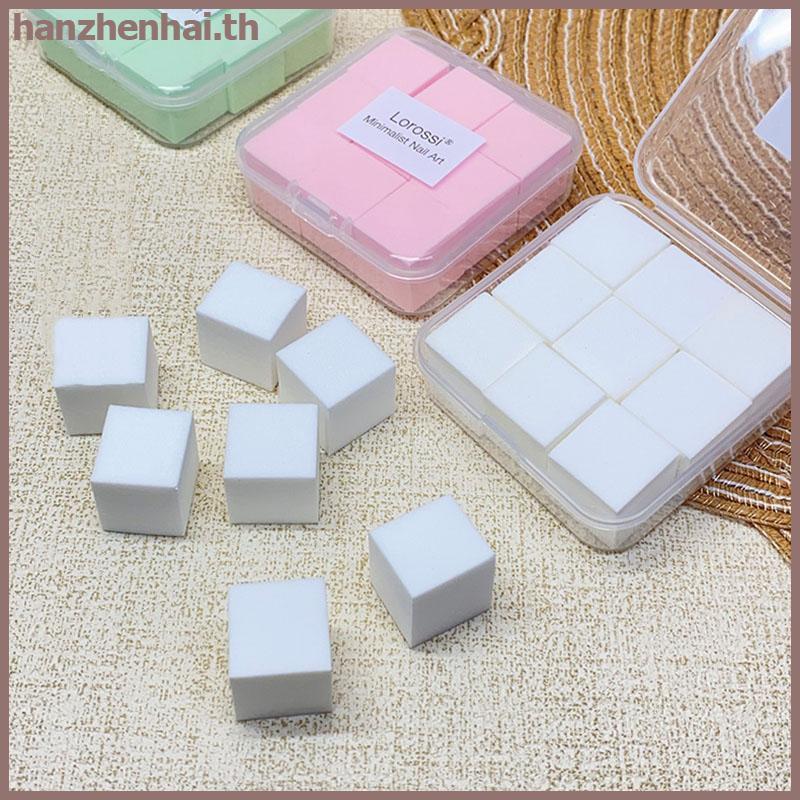 HANHAI 2 ซม./0.79in Soft Nail Art ฟองน้ํา 9 ชิ้น/กล่องเล็บ Stamper Gradient Effect ภาพวาดเจลย้อมสีเค