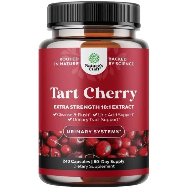 Natures Craft Super Sour Cherry Capsules-Sour Cherry Extract Capsules ใช้สําหรับ Urinary Acid Cleani