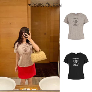 MOSESQUEEN เสื้อยืดแขนสั้นเปิดไหล่ - ผู้หญิงฤดูร้อนดีไซน์ใหม่ - เสื้อเชิ้ตเดรสสั้นกระชับสัดส่วนสไตล์อเมริกัน #63951