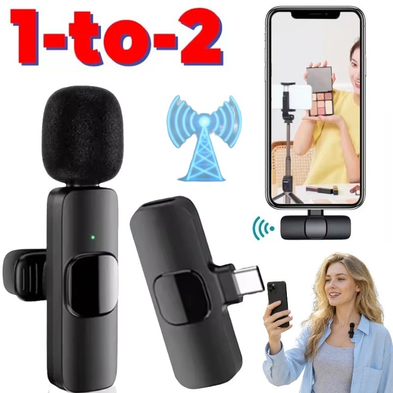 K9 Lavalier Microphone - สําหรับการบันทึกสัมภาษณ์สตรีมมิ่งสด - 1to2 1to1 Type-C Mic - แบบพกพา ลดเสีย