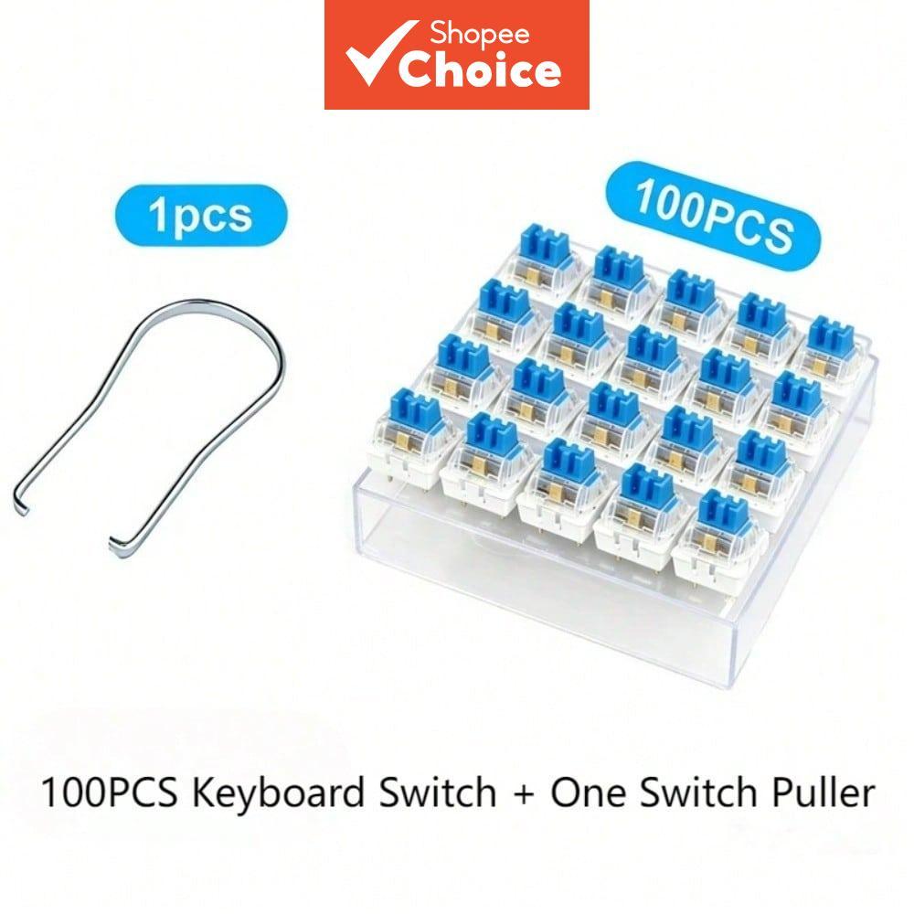 กันฝุ่น 100 ชิ้นสวิทช์คีย์บอร์ด 3Pin สีฟ้า/สีแดง/สีน้ําตาล/สีดําสวิทช์ Linear Tactile Clicky สวิทช์พร้อมสวิตช์ Puller สําหรับ Custom คีย์บอร์ดแบบกลไก Hot Swappable PCB