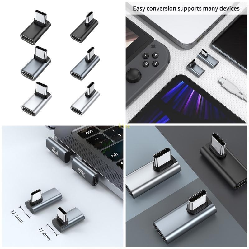 Btsg อะแดปเตอร์ USB C เป็น USB C 90 องศา Type C ตัวเมียเป็นการชาร์จตัวแปลง USB C ตัวผู้