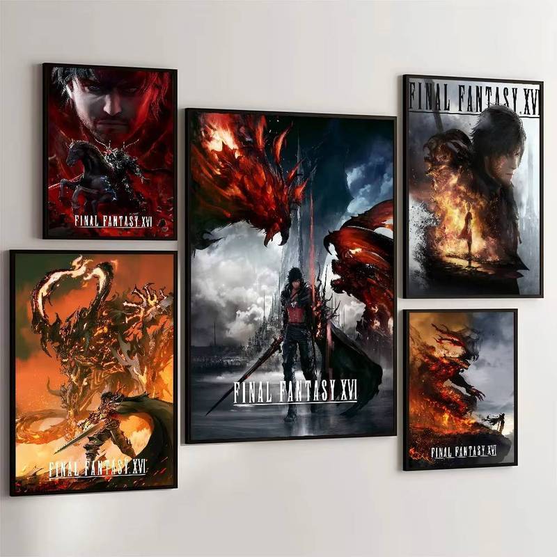 Final Fantasy XVI Canvas Wall Art, FF16 โปสเตอร์เกมพิมพ์สําหรับแฟนๆตกแต่งห้องนอน