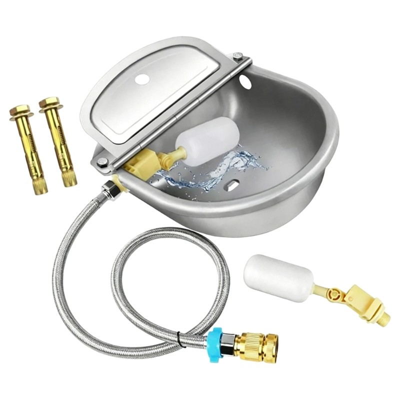 Kiss Metal Animal Water Bowl ดื่มอัตโนมัติควบคุมปศุสัตว์พร้อมสายยาง 25 x 25 ซม. ชามสําหรับและ Ranch 