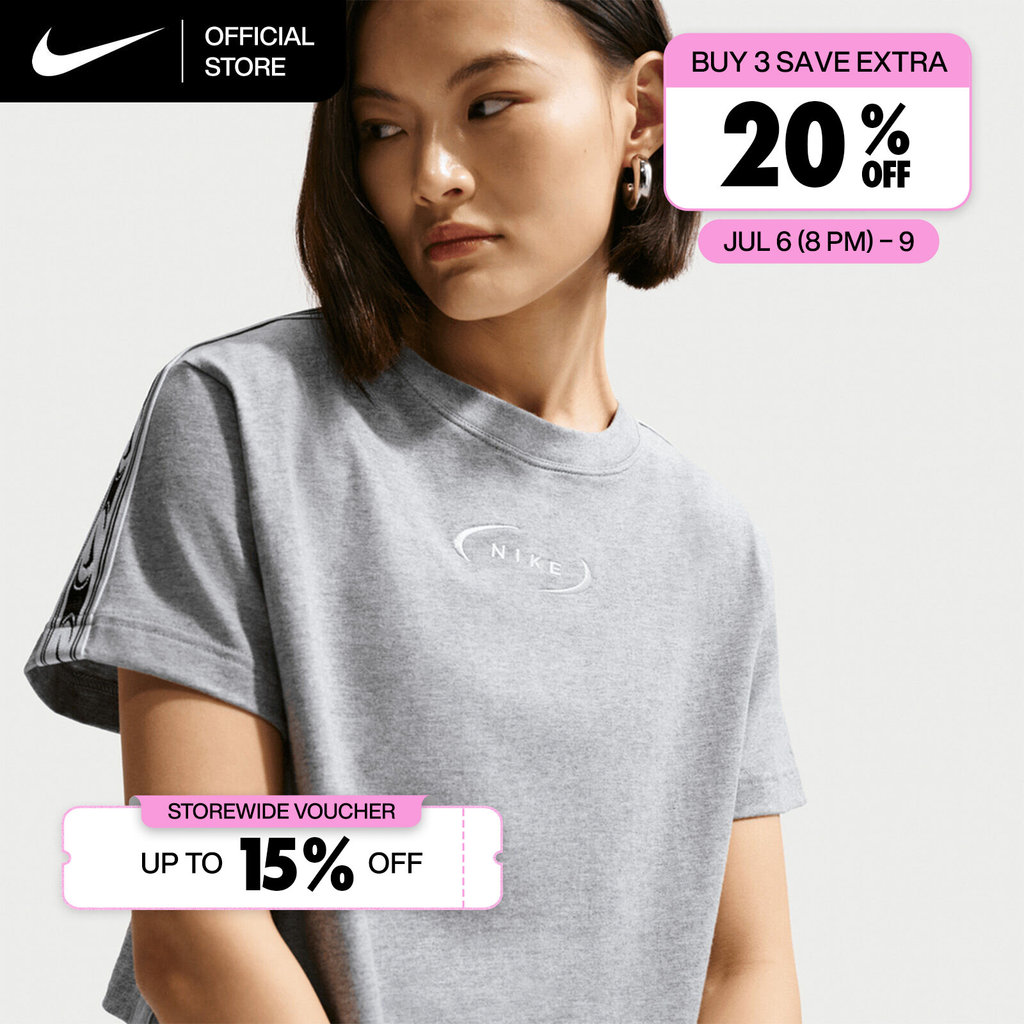 Nike Women's Sportswear Classic Loose Cropped T-Shirt - Dk Grey Heather [IR7870-063]