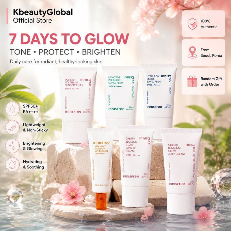 Innisfree Sunscreen Series 50ml - Tone Up 60ml/VC/Hyaluronic Acid/UV/Cherry Blossom
