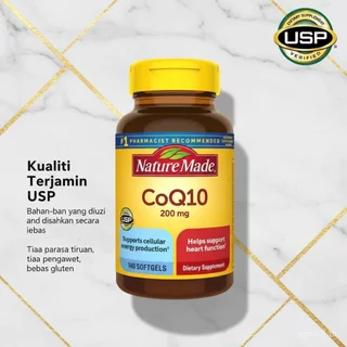 Nature Made CoQ10 200mg 140 Softgels คุณภาพสูงหัวใจสุขภาพพลังงานสนับสนุน Expiry 2028