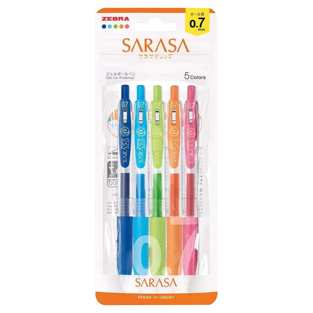 【Direct from Japan】 ปากกาเจล Zebra Sarasa Clip ขนาด 0.7 มม. ชุด 5 สี N JJB15-5C-N