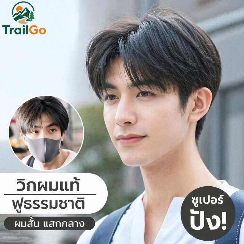 วิกผมบุรุษสไตล์เกาหลีส่วนกลางผมสั้นธรรมชาติปุยสมจริงสวมใส่ทุกวันระบายอากาศ
