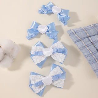 2 ชิ้นสาวพิมพ์เย็บปักถักร้อยผม Bows คลิปผ้าฝ้ายสด Hairgrips Headwear เด็กอุปกรณ์เสริมผมคลิปผมชุด