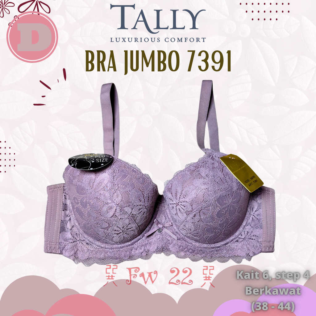 Tally 7391 Jumbo Bra - Underwire, โฟมบาง, Cup D, Full Cup Size 38-44