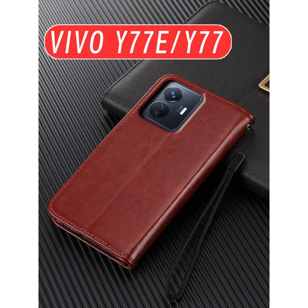 VivoY77 เคสโทรศัพท์แบบฝาพับเหมาะสําหรับ vivo Y77E เคสหนัง viv0 Ya 52t รวมทุกอย่าง V2219A กันกระแทก v