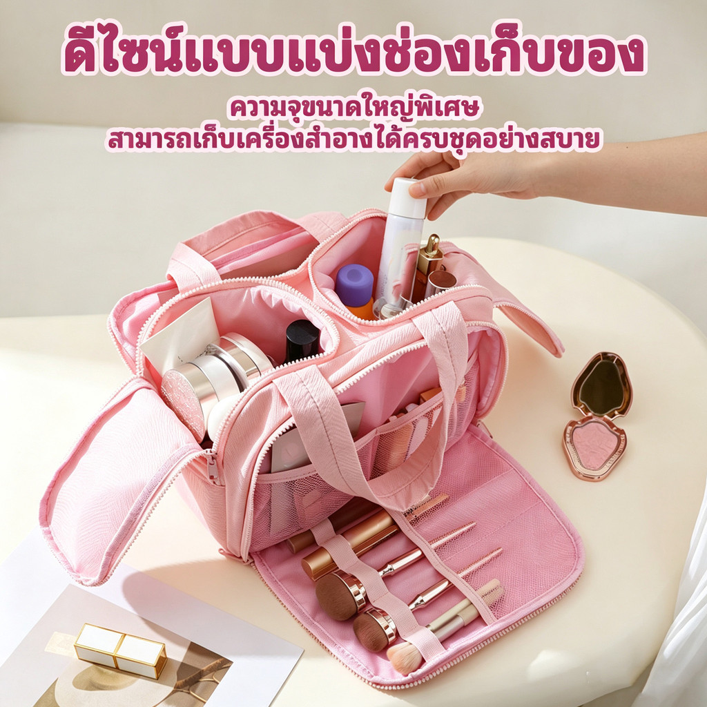 กระเป๋าเครื่องสำอาง กระเป๋าเดินทางสําหรับผู้หญิง จุของได้เยอะ อเนกประสงค์ แบบพกพา