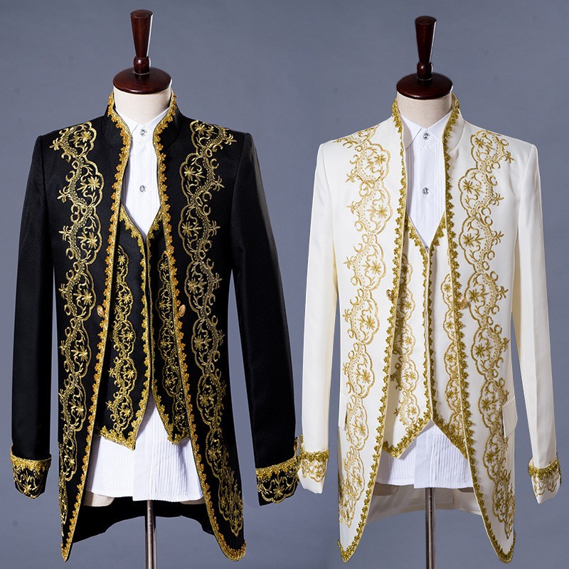 Ready stockg3PCS Gentlemen Mens Coat Fashion Steampunk Vintage Tailcoat Jacket Gothic Victorian Froc