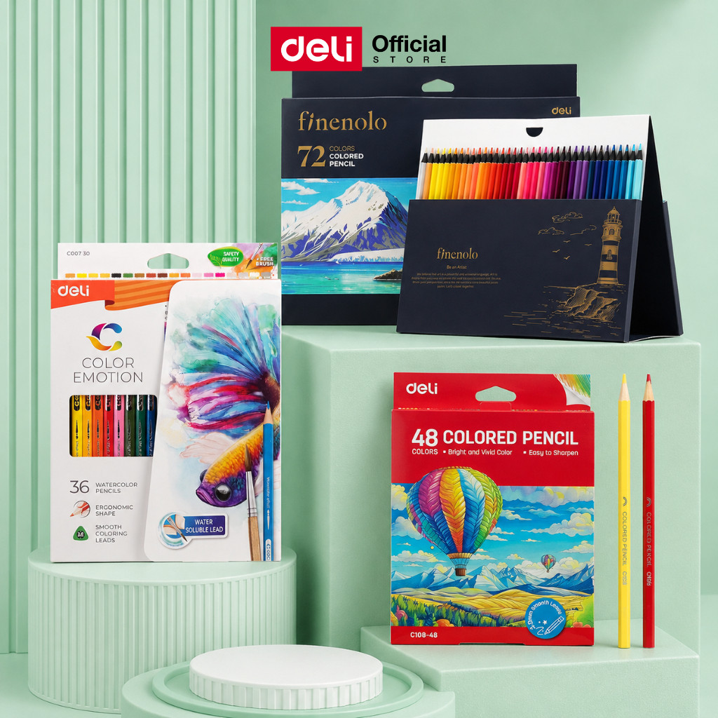 ดินสอสี Deli รุ่นพรีเมียม 24/36/48/72 สี กล่องกระดาษ สำหรับสเก็ตช์ วาดภาพ ระบายสี งานศิลปะระดับมืออาชีพ