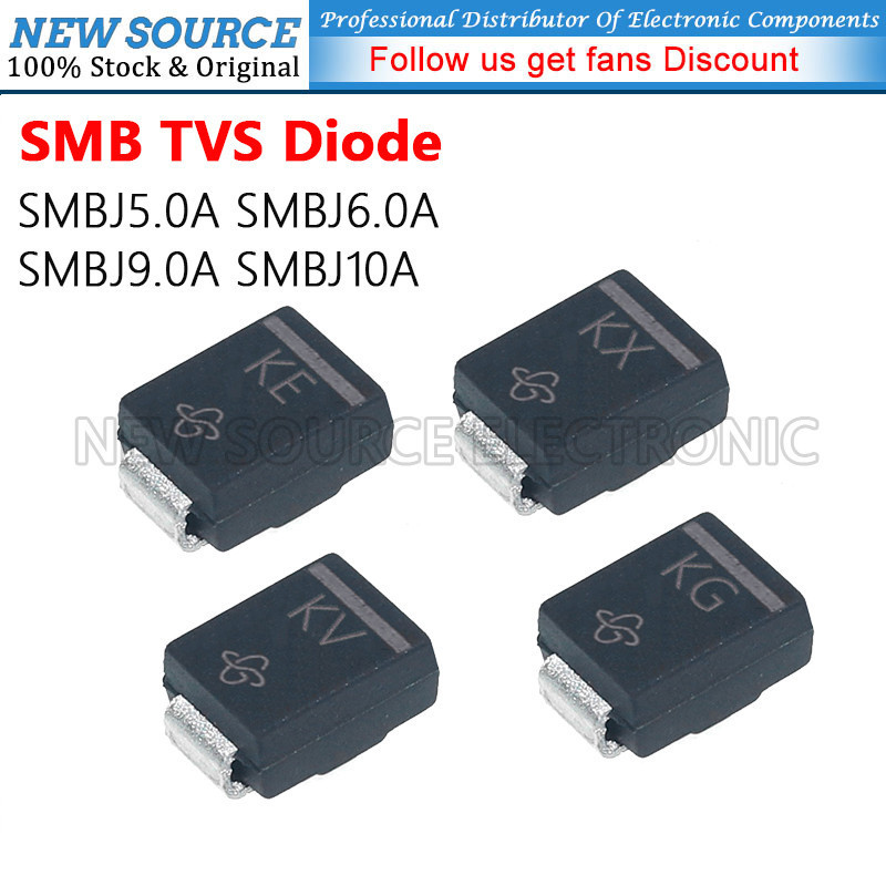 [20 ชิ้น] SMBJ5.0A SMBJ6.0A SMBJ9.0A SMBJ10A KE KG KV KX SMB TVS Diode SMD DO-214AA Transient แรงดัน