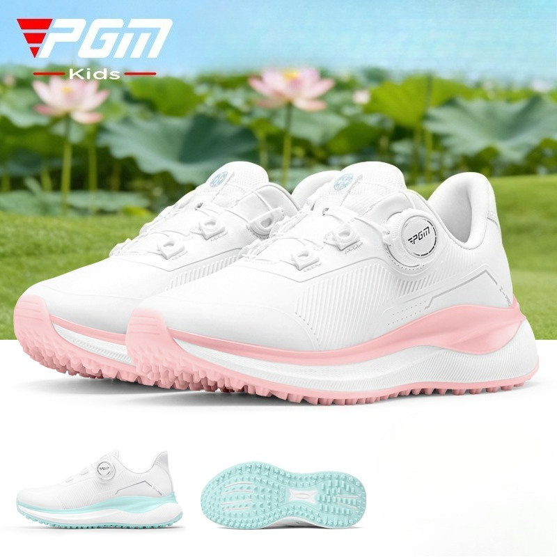 PGM XZ457 รองเท้ากอล์ฟเด็ก, Dial Lacing TPU กันน้ำป้องกันการลื่นหายใจรองเท้ากีฬาจูเนียร์สำหรับเด็กชายและผู้หญิง