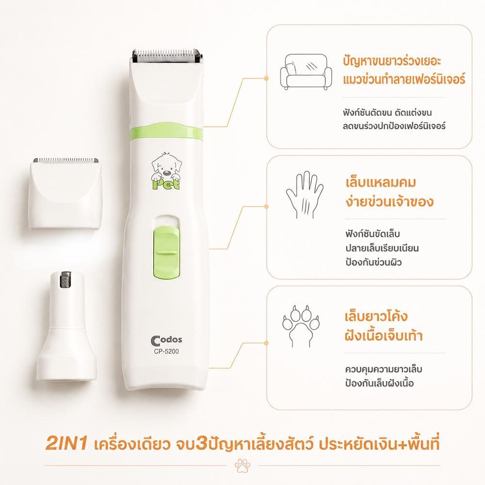【Ketzuzu】CODOS เครื่องตัดขนสัตว์เลี้ยง รูปที่ 3