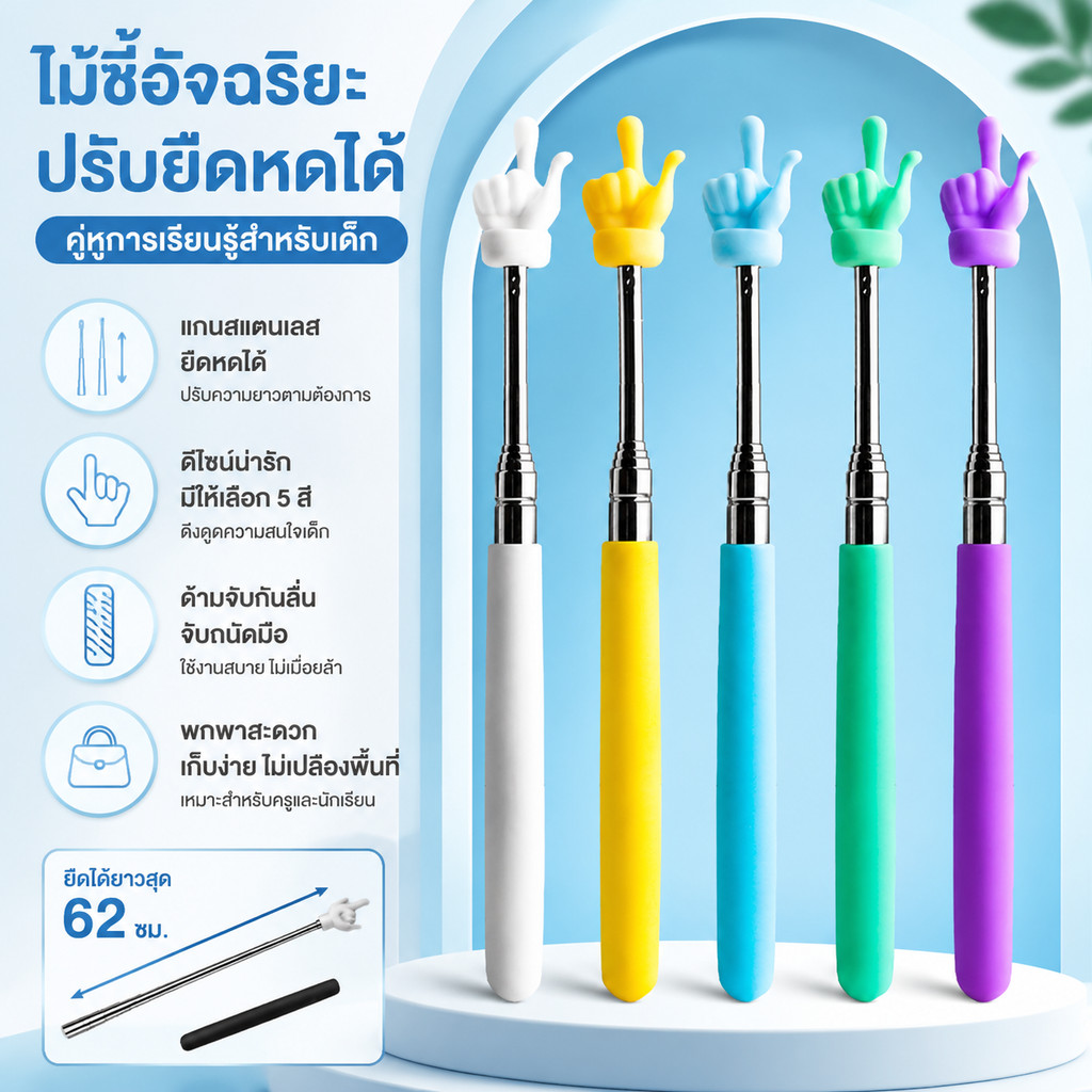 【ส่งไวจากไทย】ไม้ชี้ ไม้ชี้นิ้ว ปรับขนาดได้ เหมาะสําหรับห้องเรียนการสอนหนังสือภาพอ่านในครัวเรือน Guidance