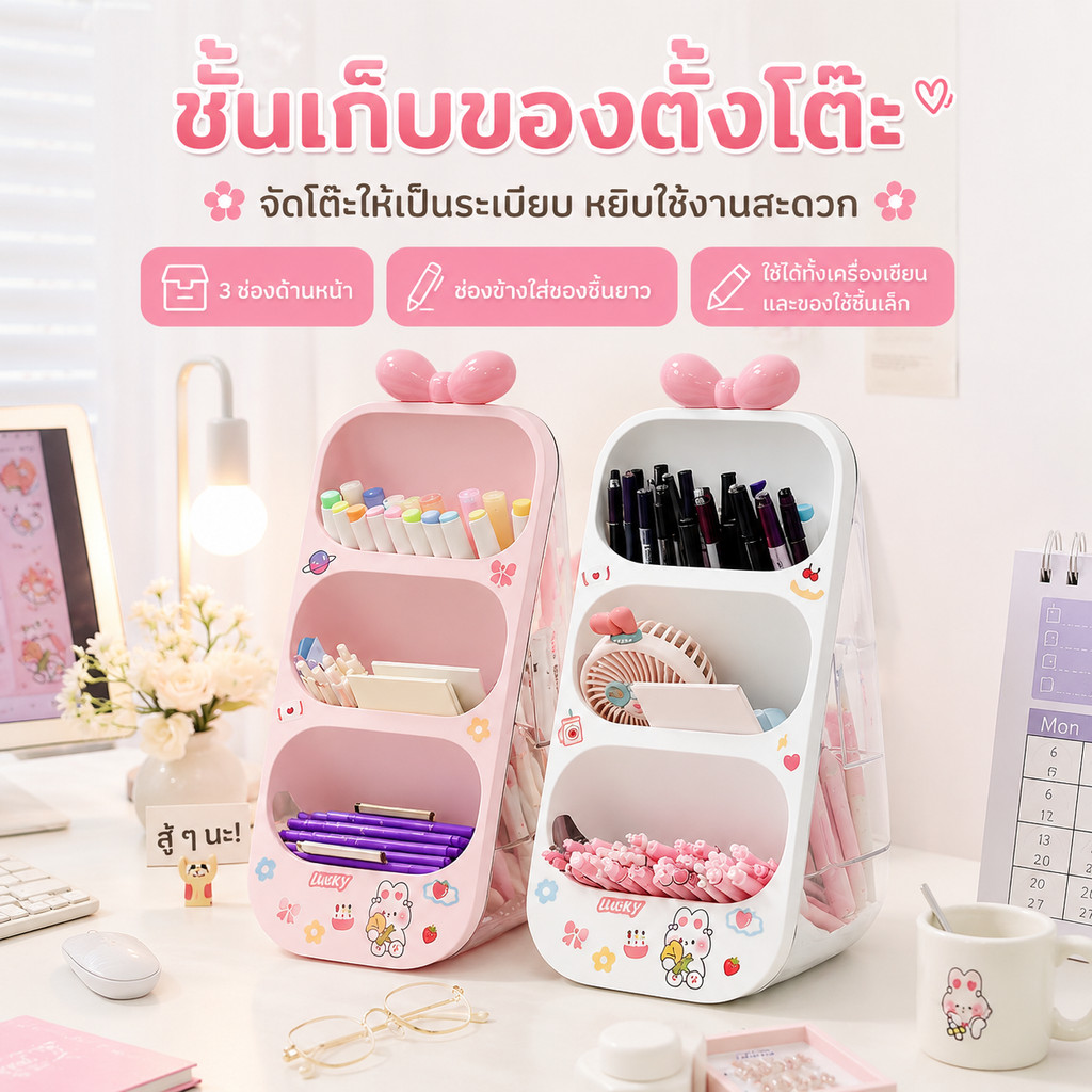 ส่งไวทันใจ ที่ใส่ปากกาเอียงตั้งโต๊ะ ความจุใหญ่ แยกช่อง แข็งแรงกันลื่น ดีไซน์เรียบง่าย แก้โต๊ะรก เหมาะนักเรียน
