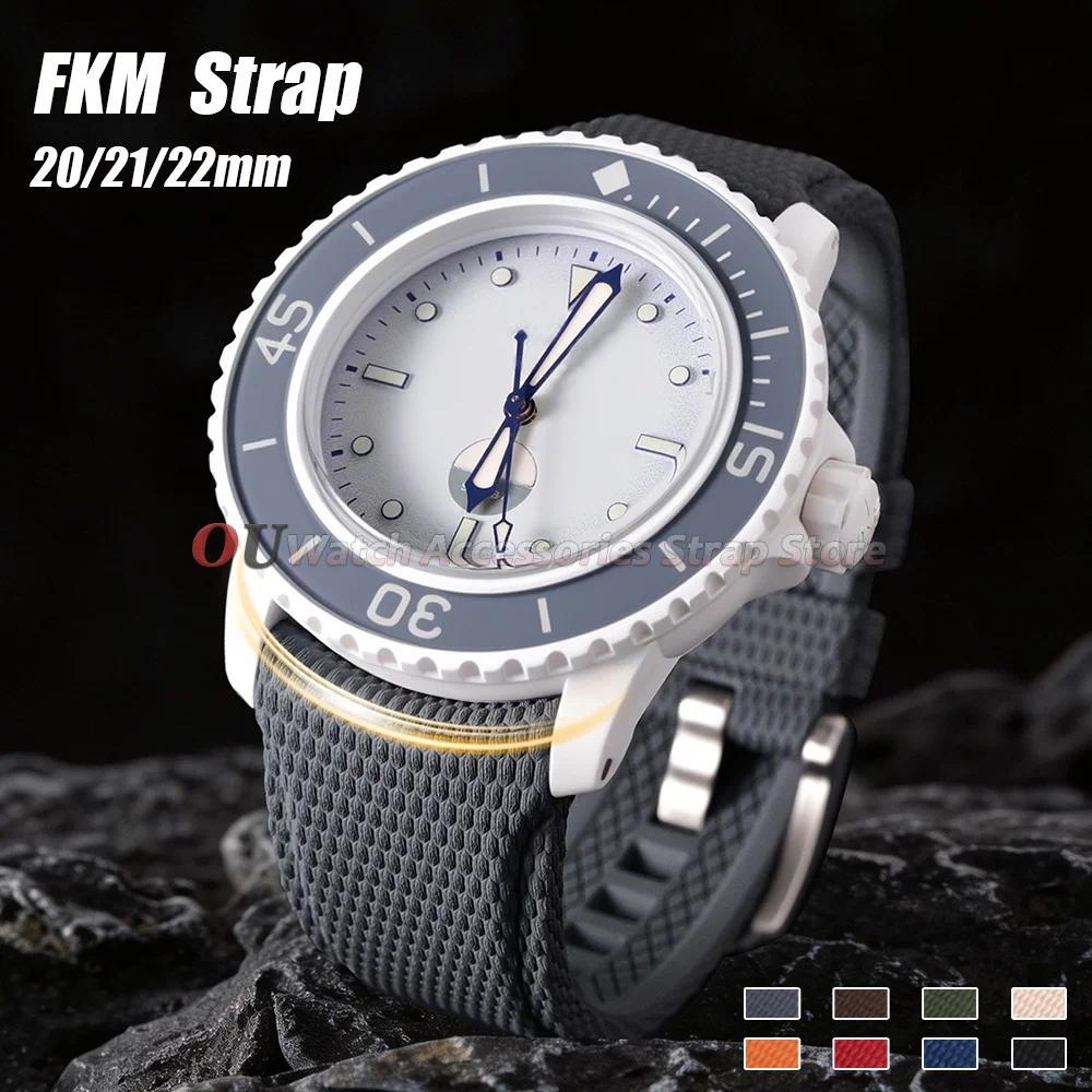 FKM Rubber Watch Strap Curved End 20mm 21mm 22mm for Omega for Seiko Band Military Quick Release Men Sport for Longines