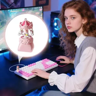 น่ารักม้าหมุน DIY ปุ่มกดทําด้วยมือส่วนบุคคล Esc ปุ่มกดสําหรับคีย์บอร์ด Cherry MX switch