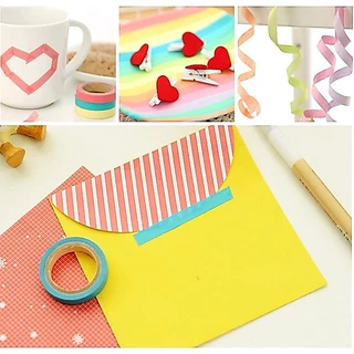 10 ม้วน สีรุ้ง ฉีกได้ วาชิ เทปกระดาษ อัลบั้มรูป ไดอารี่ ตกแต่ง DIY เทปสติกเกอร์