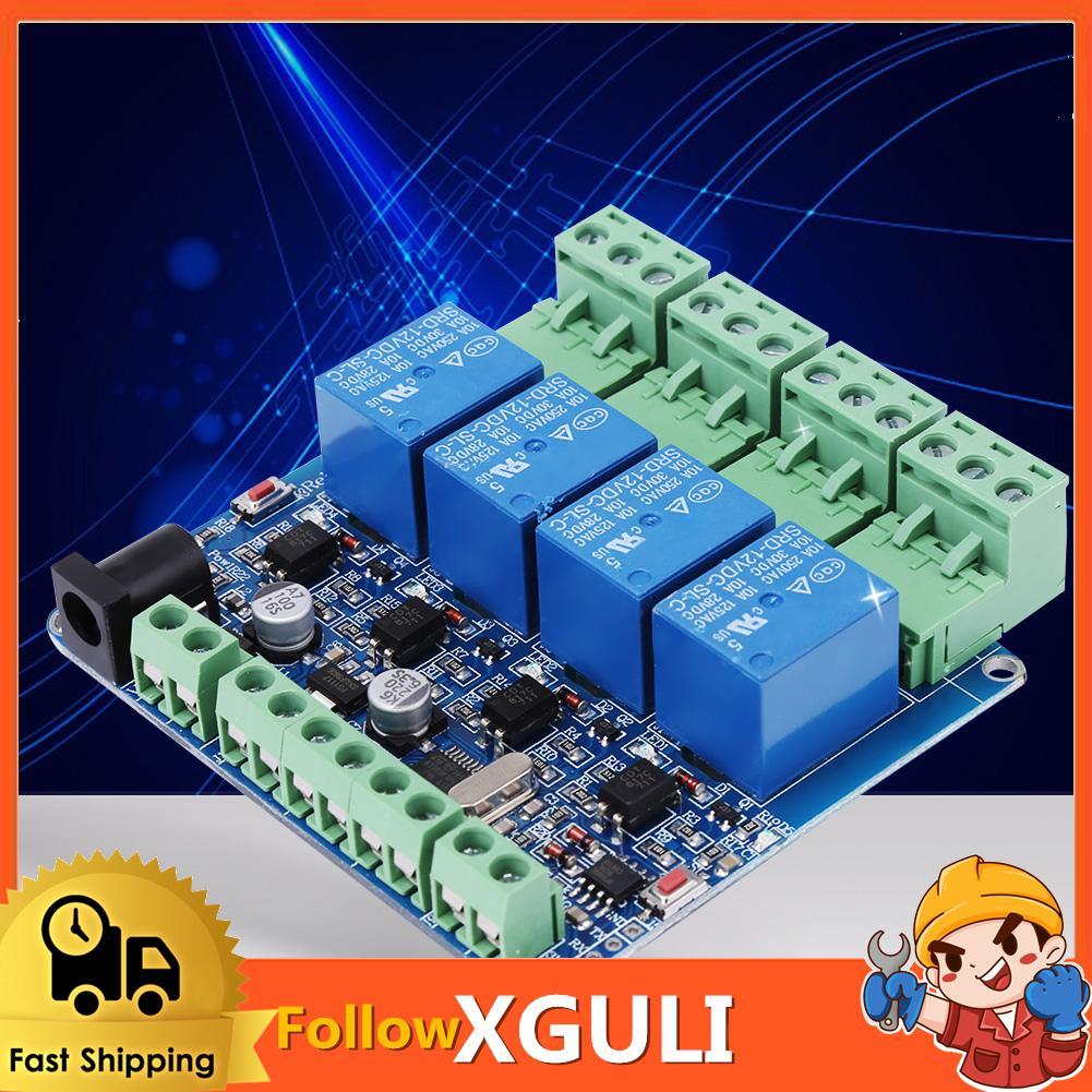 Xguli รีเลย์ 4 ช่อง 1 PC โมดูลบอร์ด STM8S103F3 ไมโครคอนโทรลเลอร์ RS485 การสื่อสารควบคุมสวิทช์อิเล็กท
