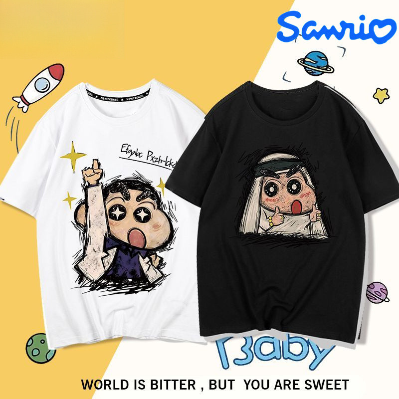 เสื้อยืด Sanrio Sinchan New Champion น่ารัก Sinchan บทคัดย่อเสื้อยืดผ้าฝ้ายพรีเมี่ยม