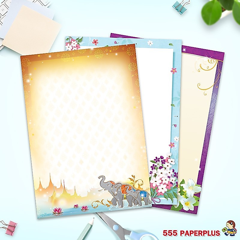555paperplus أوراق A4 مزخرفة بالزهور / تايلندية
