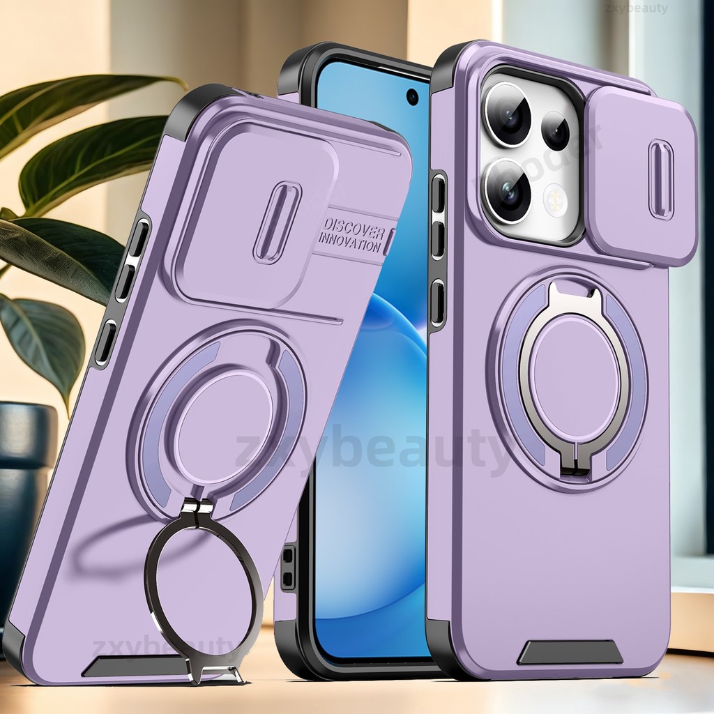 สําหรับOPPO Reno 16 Pro 16F 15 14 13 13F 15F 14F 4G 5Gกรณีใหม่เกราะกันกระแทกสไลด์ปลอกแม่เหล็กสําหรับReno15 15Pro Max Reno16 16Pro 14Pro 13Proแหวนป้องกันปกหลัง