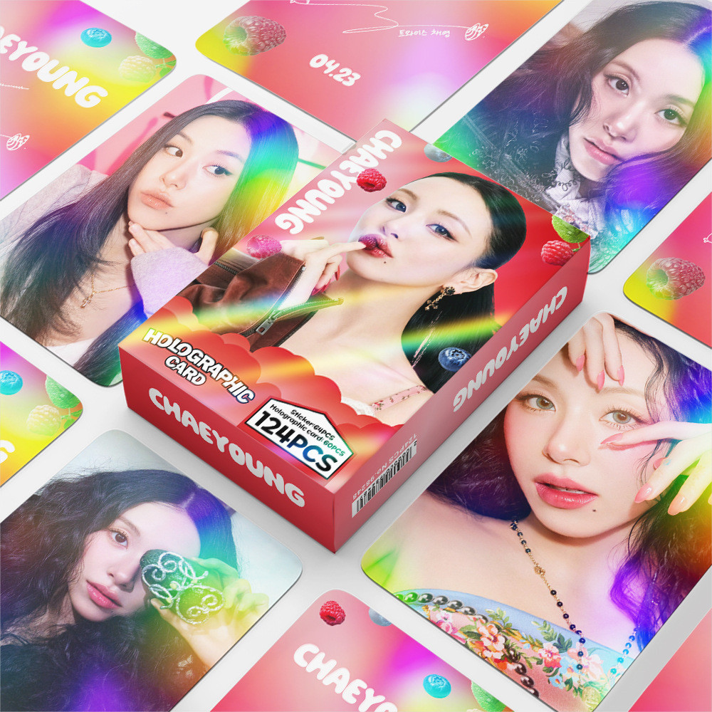 การ์ดเลเซอร์ 124 ดาว TW Girl Group CHAEYOUNG แฟลชการ์ดสติ๊กเกอร์ขนาดเล็ก Son CHAEYOUNG การ์ดโฮโลแกรม