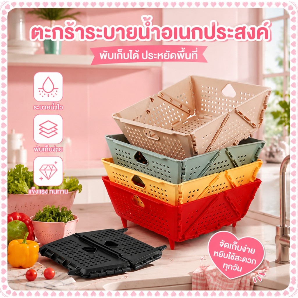ชุดกระชอนพับได้-ตะกร้ากรองแบบพับได้ปลอดสาร บีพีเอ