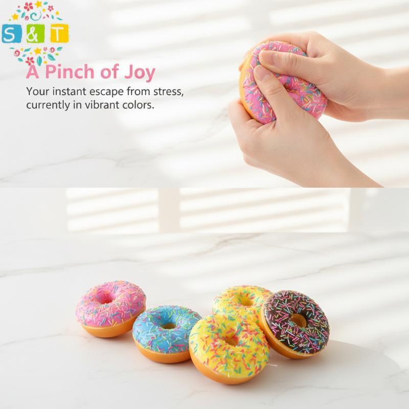 [S&T] จําลองที่สมจริงโดนัทของเล่นบีบความเครียด Non-Siy Soft Dpression Fidget ของเล่นสําหรับวันหยุด Stoing Stuffers {th}