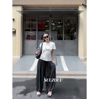 ❤ 🧵 🇰🇷 SU401 กางเกงทรงจินนี่เอวพับ ดีไซน์เกาหลี ทรงสวย เก็บหุ่น ใส่สบายสุดๆ แฟชั่นเกาหลี TAG MM Fish 🧡
