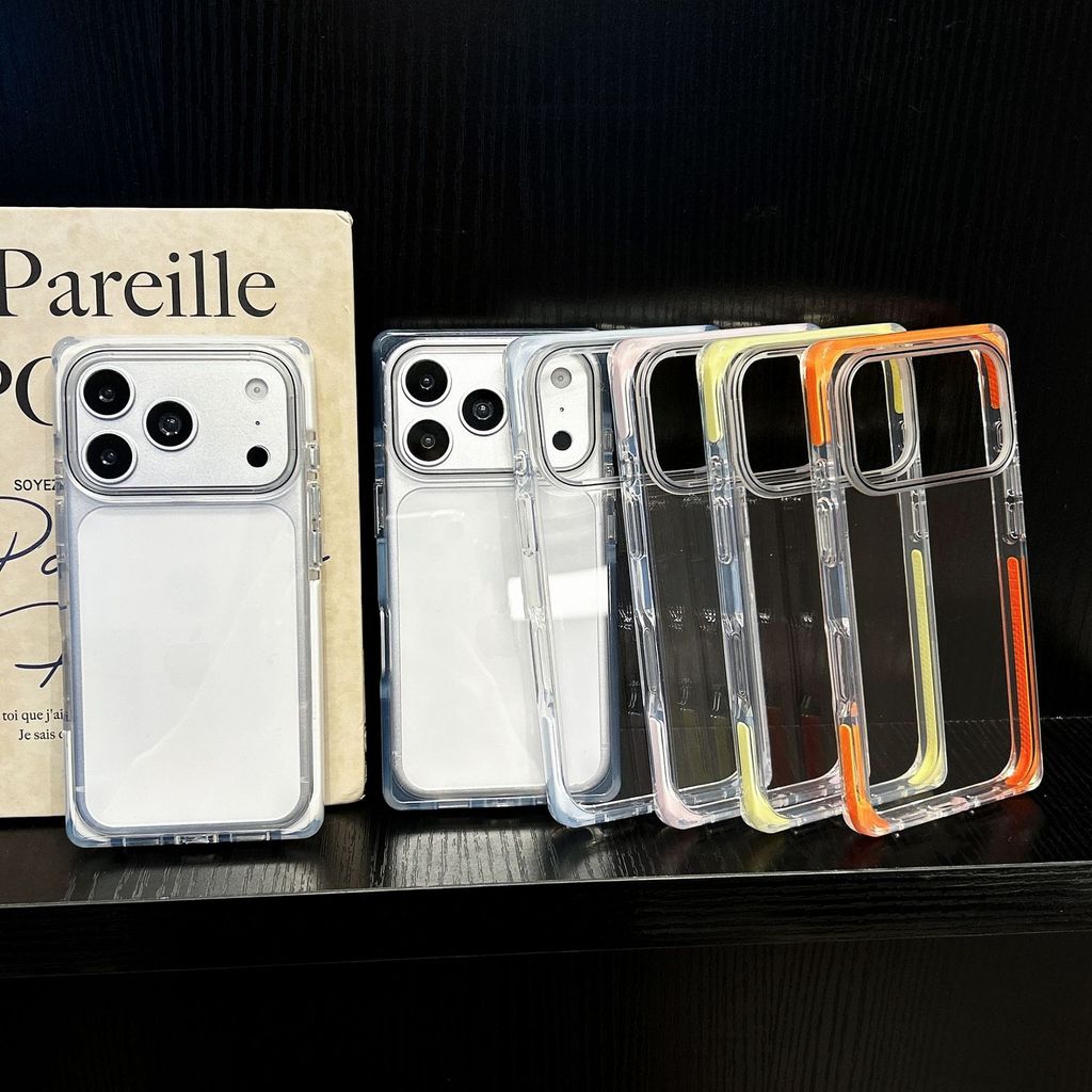 เหมาะสําหรับ iPhone17ProMax เคสโทรศัพท์ Square Contrast สีอะคริลิค Apple 16pro โปร่งใสผู้ชายผู้หญิงเรียบง่าย