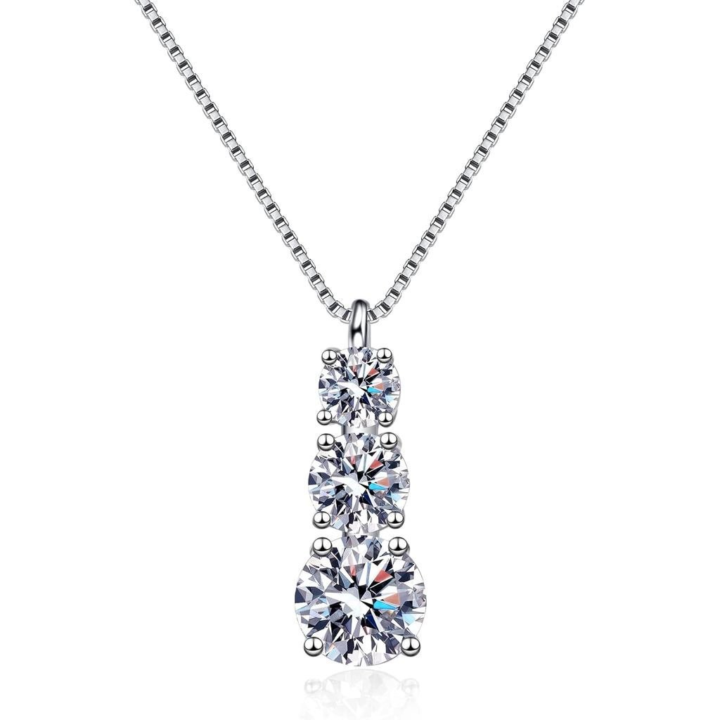 สร้อยคอ Moissanite อินเทรนด์สําหรับผู้หญิง 1-1.8ct TW Dazzling Moissanite Diamond บนโซ่เงินสเตอร์ลิง