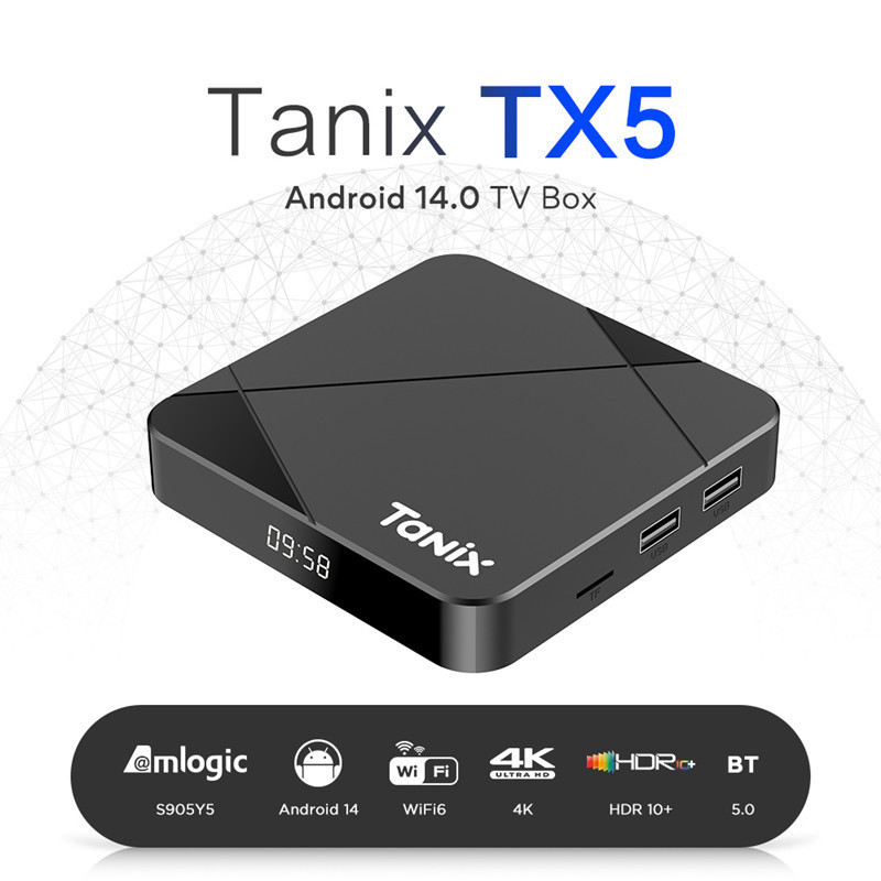 คลังสินค้าพร้อม Tanix TX5 Set-Top Box S905Y5 Android14 wifi6 4k Dual Band HD Player