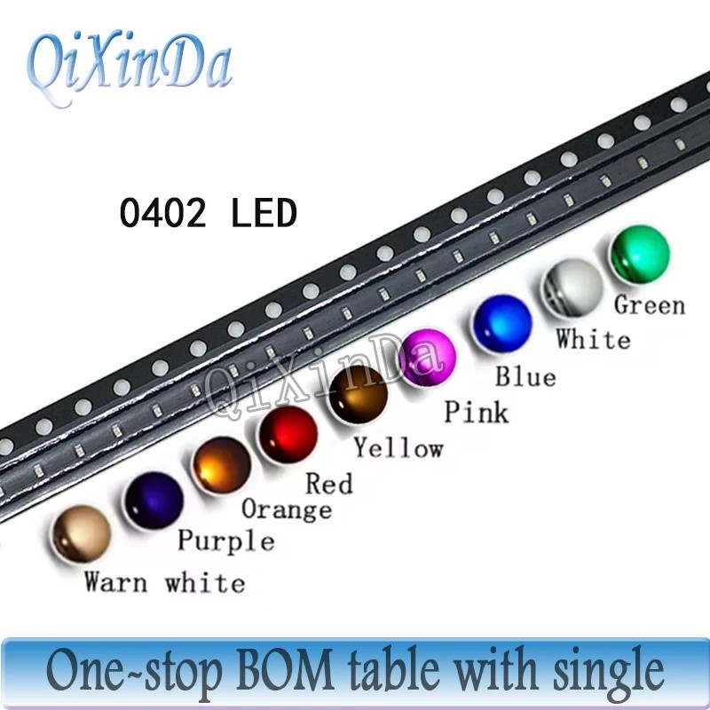 100 ชิ้น ชิป LED SMD 0402 ขาว แดง น้ําเงิน เขียว เหลือง ส้ม วอร์มไวท์ ชมพู ม่วง ไดโอดเปล่งแสง พร้อมส