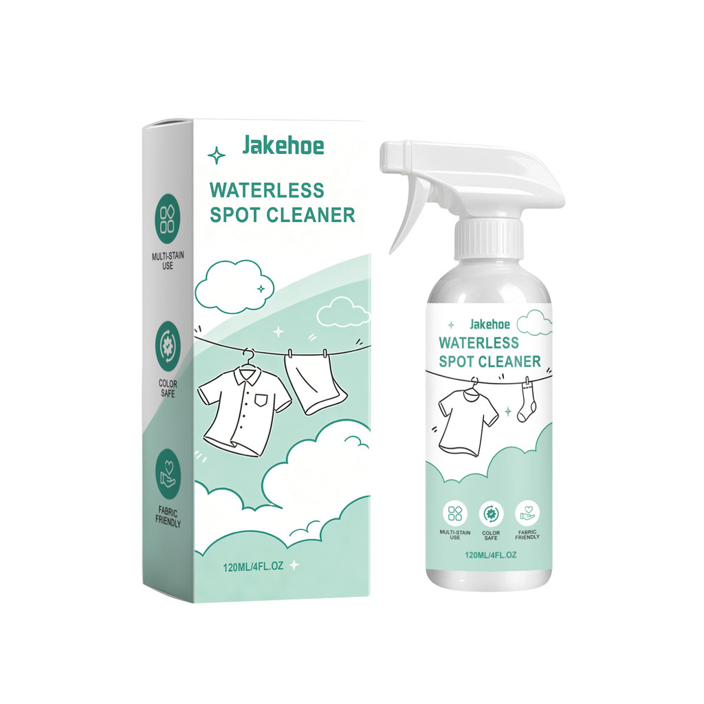 Jakehoe Waterless Spot Cleaner 120ML No-Rinse Fabric Stain Remover Spray Multi-Stain Use Color Safe 