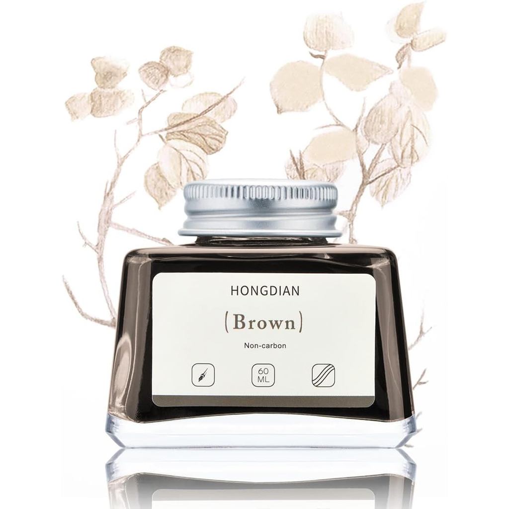 Asvine Hongdian Fountain Pen Bottled Ink Brown, 60ml Fountain Pen Ink Bottled สําหรับการเขียนและประด
