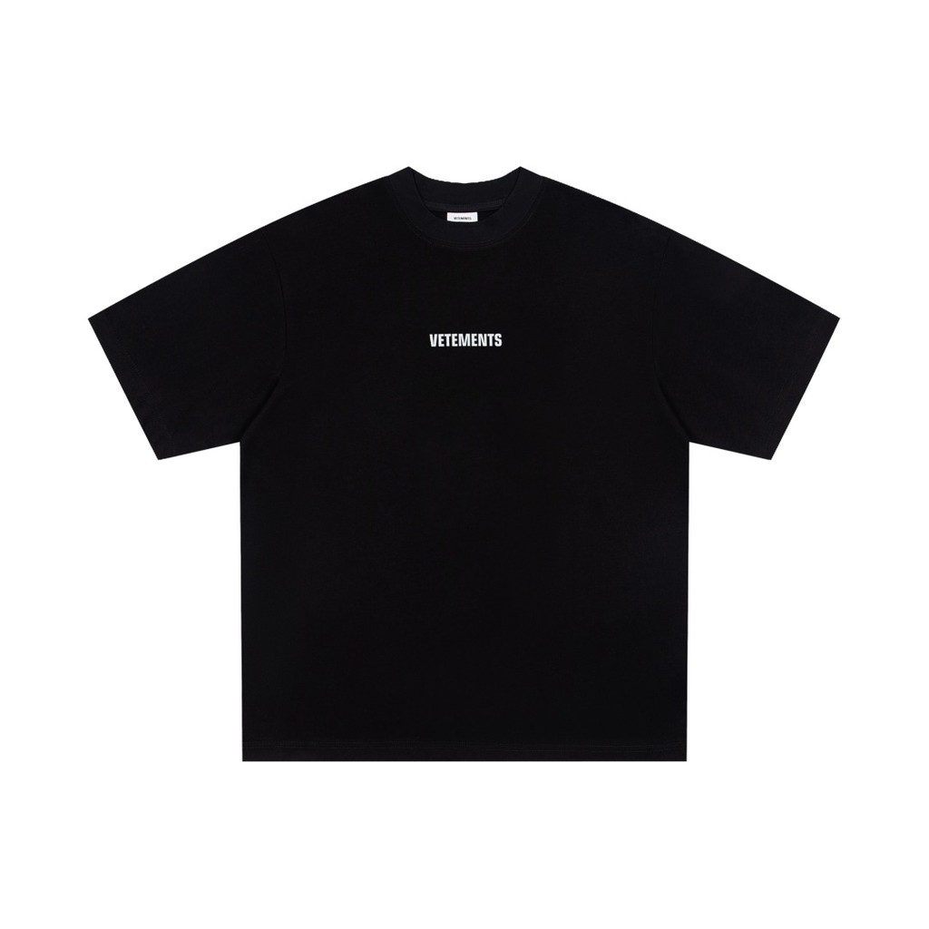 VTM Letter เสื้อยืดผ้าฝ้ายแท้สไตล์ใหม่พิมพ์รอบคอฤดูร้อนผู้ชายผู้หญิงหลวมคู่แขนสั้น