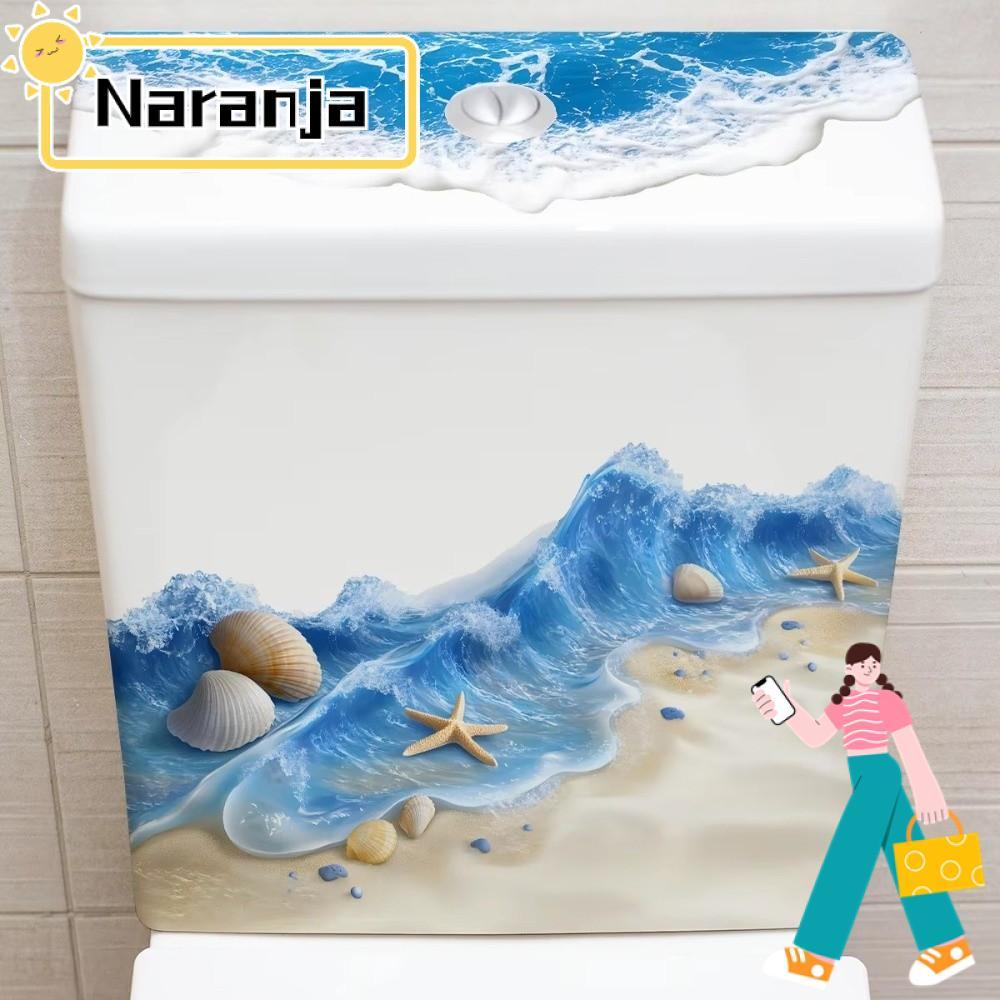 สติ๊กเกอร์ห้องน้ํา NARANJA กาวถอดได้ ดีไซน์เหมือนจริง สติ๊กเกอร์คลื่นทะเล รูปลอกพื้นห้องน้ํากันลื่นแบบมีกาวในตัวกันน้ํา