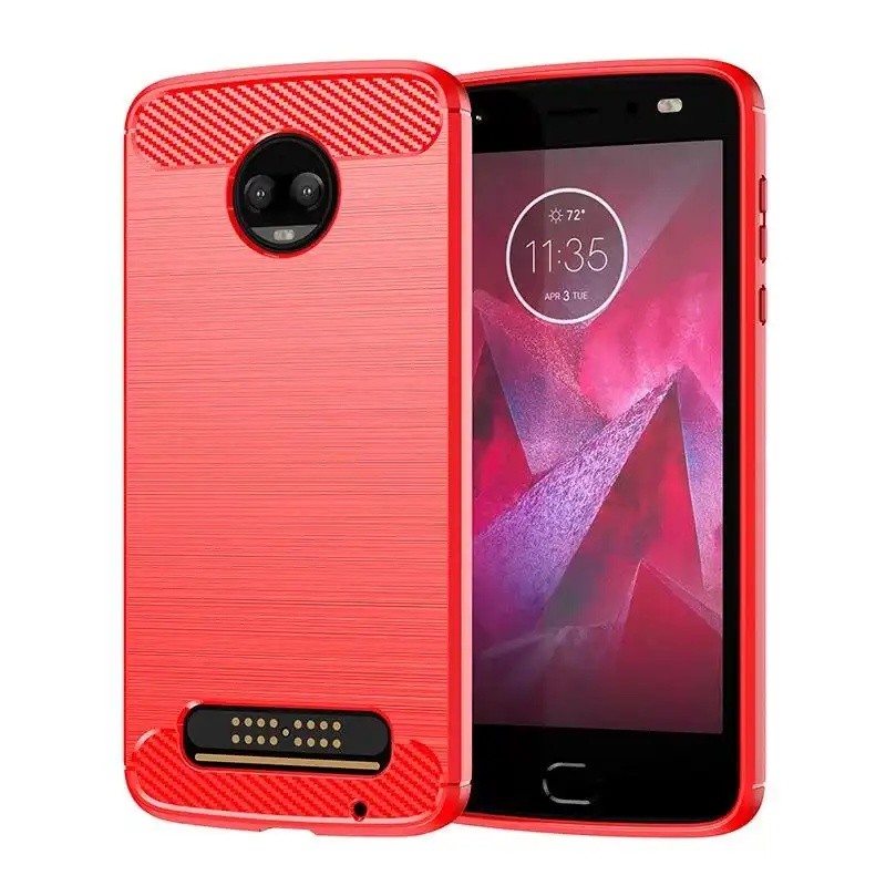 เหมาะสําหรับ Motorola Moto Z2/Z3/Z4 และ Moto Z2 Play ปลอดภัย Soft TPU เคสป้องกันรูปแบบคาร์บอนไฟเบอร์