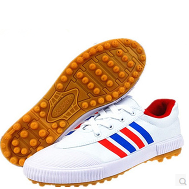 [ข้อเสนอพิเศษ] Double Star Canvas Football Training Shoes Men Women Sports Shoes Spiked Football Sho