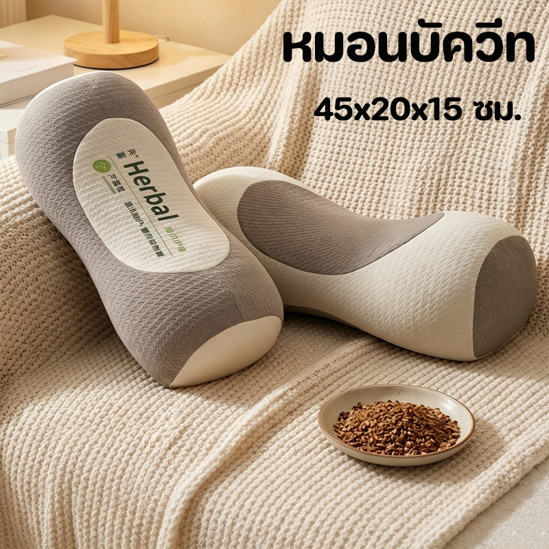 หมอนบัควีท หมอนรองคอเพื่อสุขภา หมอนรองคอดึงรั้ง หมอนรองคอสมุนไพรบัควีทตามหลักสรีรศาสตร์ ลดปวดคอ นอนหลับสบาย