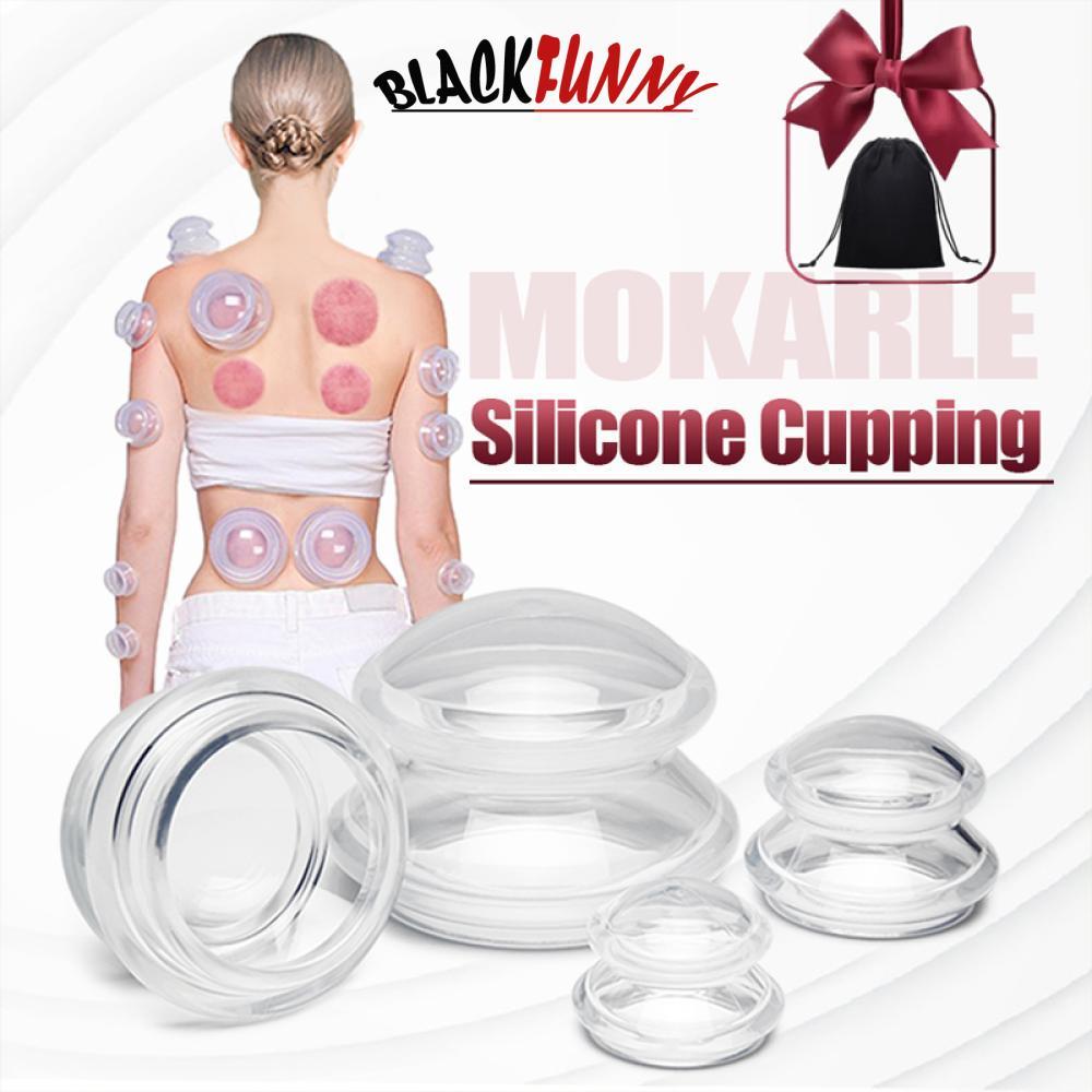 BLACKFUNNY ซิลิโคนสูญญากาศ Cupping ชุดนวด Body ถ้วยกลับ Gua Sha ดูดถ้วย Health Care กายภาพบําบัดเครื