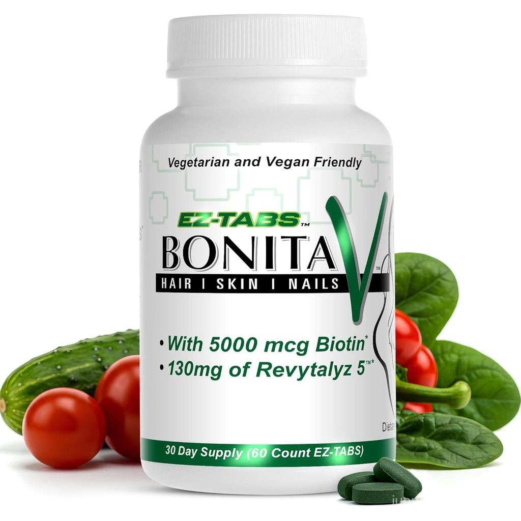 Essential Bonita V Hair Skin & Nails s สําหรับผู้หญิงและผู้ชาย 20 Active พร้อม 5000 mcg Biotin Revyt