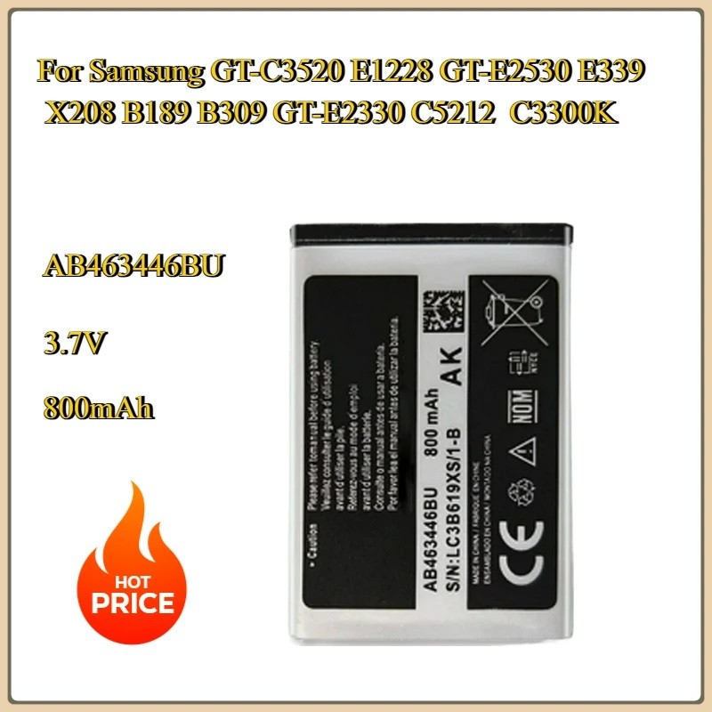 แบตเตอรี่ใหม่ AB043446บีเอบี463446บ๊าบ553446BU สําหรับ Samsung GT-C3520 E1228 GT-E2530 E339 X208 B18