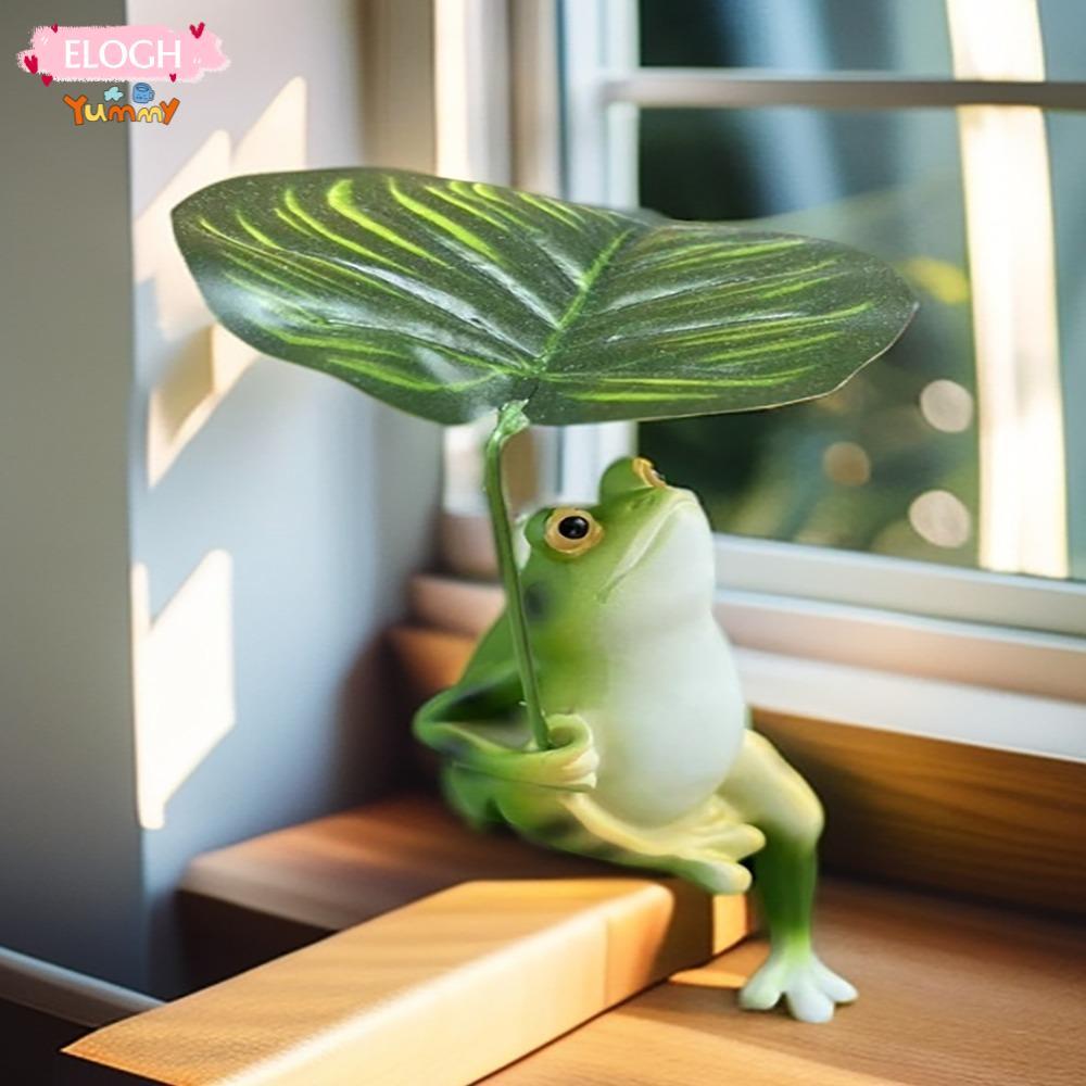 ELOGH กลางแจ้ง Courtyard ตกแต่งเรซิ่นFigurine, Fixed Parasol 4.72x3.15x11.02in Parasol Holding เรซิ่